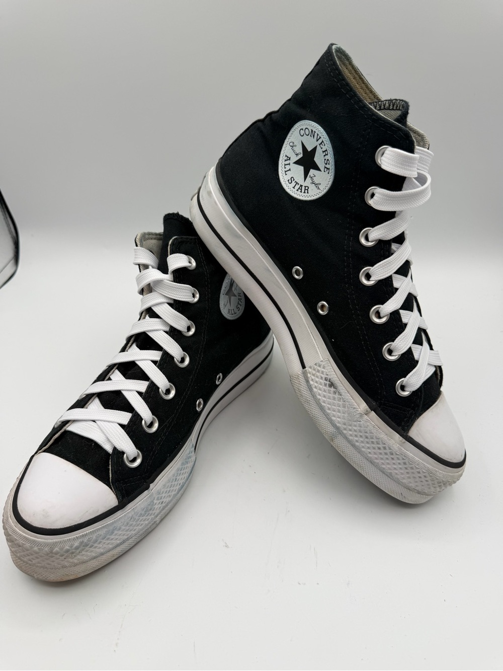 CONVERSE CHUCK TAYLOR ALL STAR LIFT HI HIGH-TOP PLATFORM BLACK WHITE SIZE 8